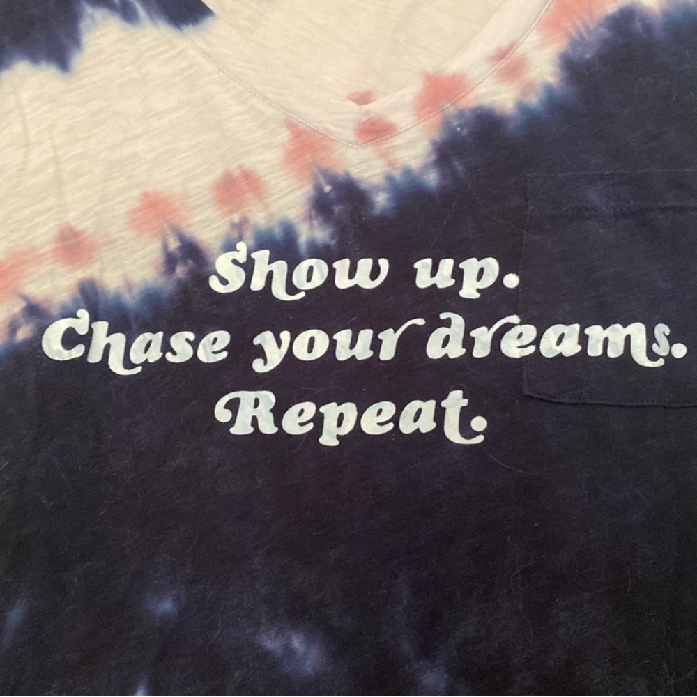 Torrid size 1 (14/16) “Show Up and Chase Your Dreams” tie dye short sleeve shirt - Picture 2 of 3